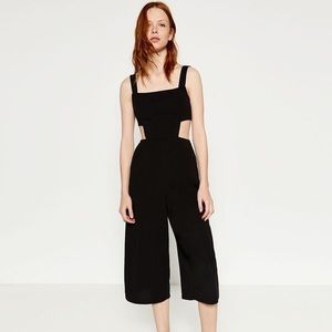 Zara black cutout culotte jumpsuit